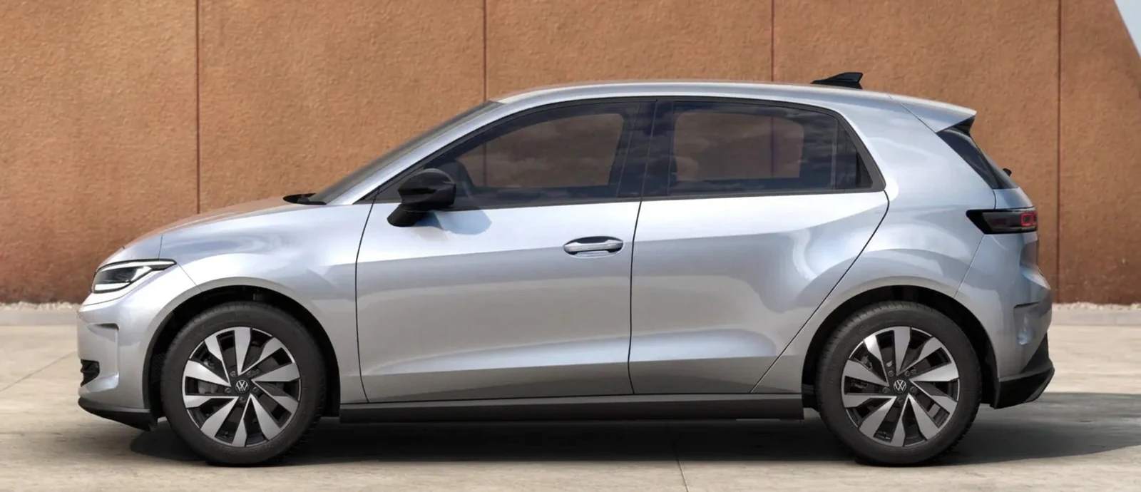 Side profile of the Volkswagen ID. Polo in a silver metallic finish